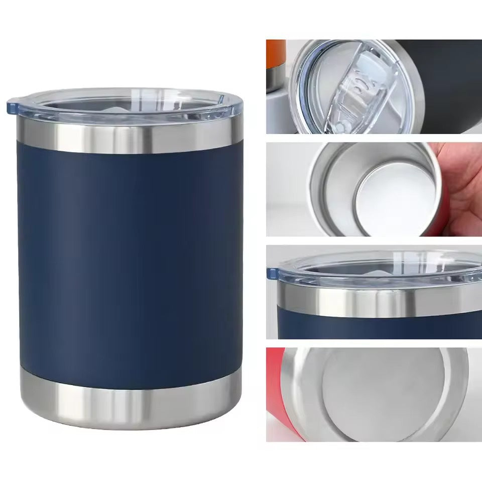 Powder Coated 10oz Lowball Double Wall Stainless Steel Vacuum Insulated Tumbler with Slide Lid for Laser Engraving_ miki