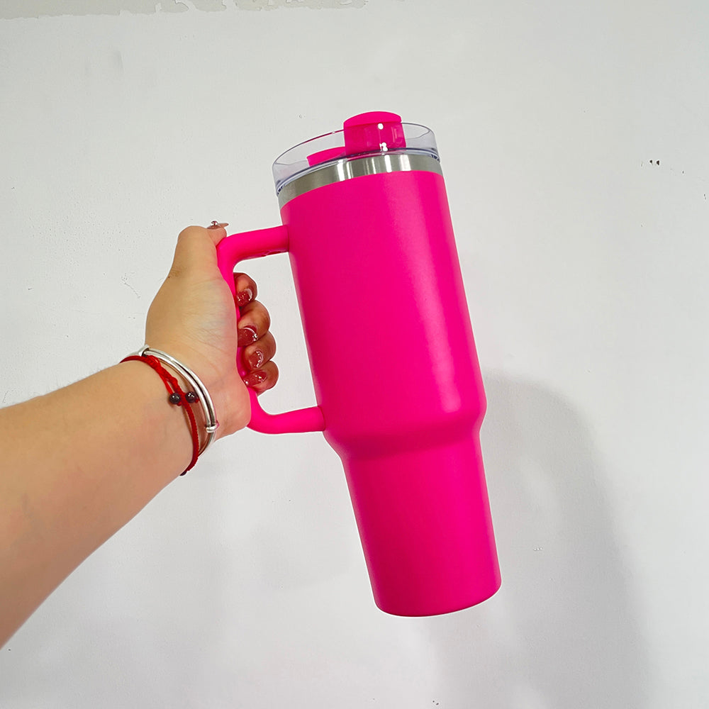 Powder Coated Flamingo Color 40oz Pink and Hot Pink Tumblers for Laser Engraved_ miki