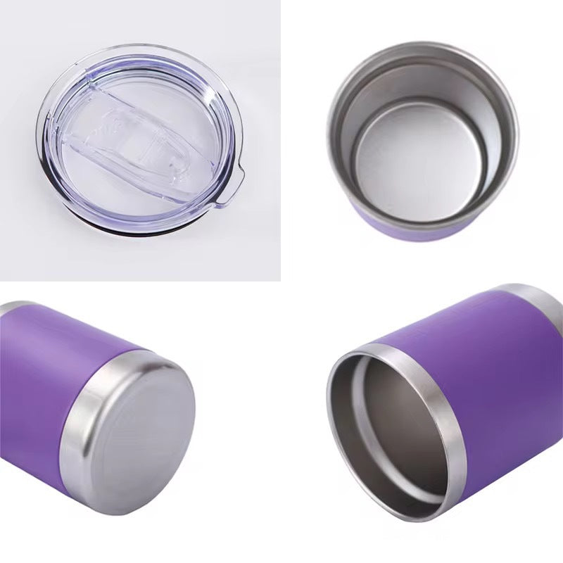 Powder Coated 10oz Lowball Double Wall Stainless Steel Vacuum Insulated Tumbler with Slide Lid for Laser Engraving_ miki