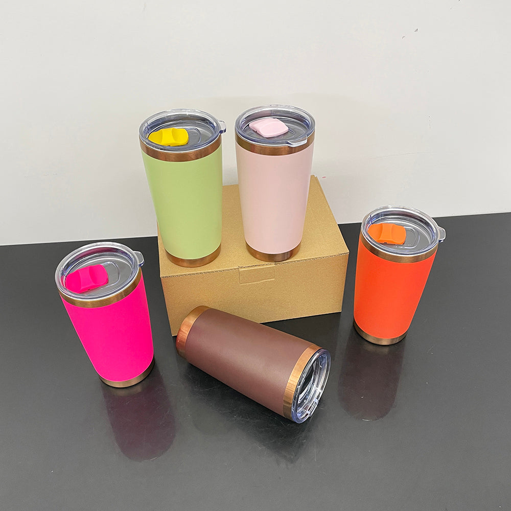 USA Presale_ Bright Colors Powder Coated 20oz Copper Plated Yeti Style Coffee Mug With Magnetic Slide Lid For Laser Engraving_ Miki