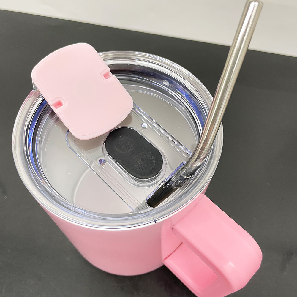 sublimation colored magnetic lid 10oz stainless steel coffee mugs with removable handle and metal straw_miki