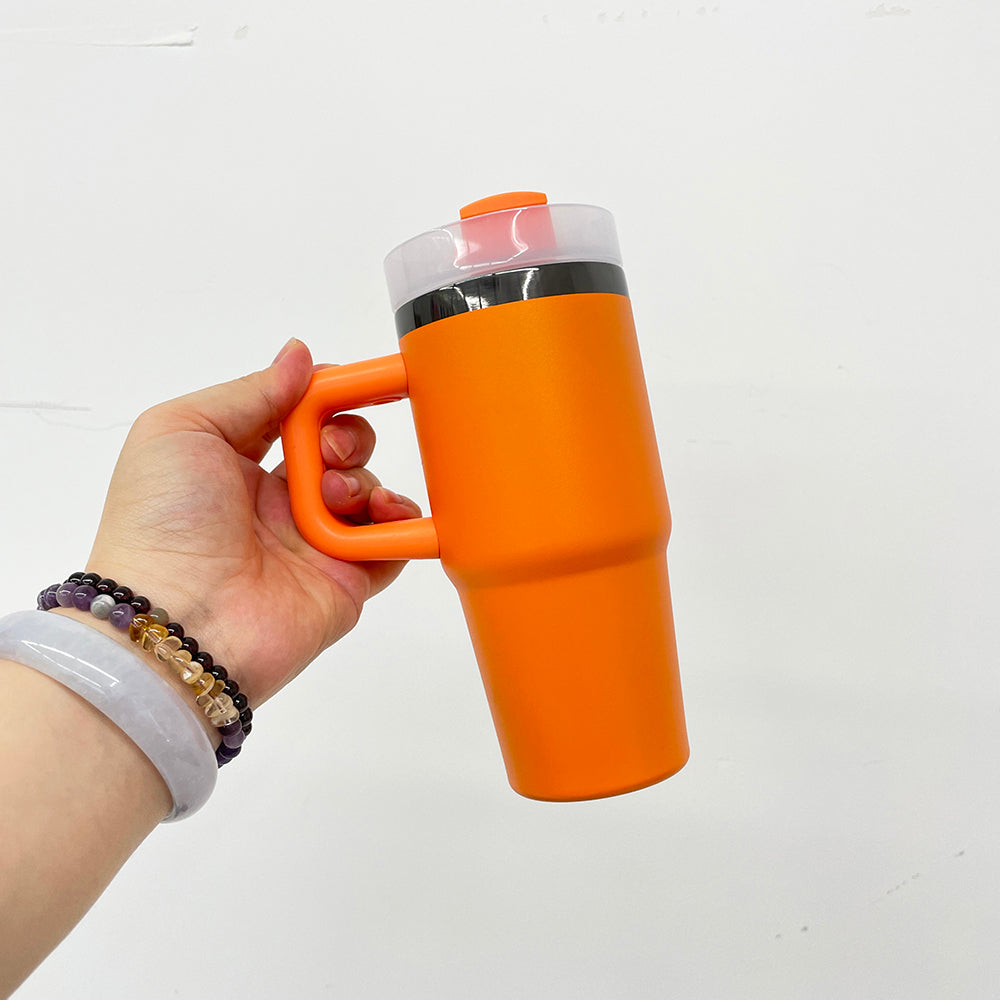 Halloween Colors Powder Coated Black Plated 14oz 40oz Tumblers with Lid and Removable Handle for Laser Engraving _miki