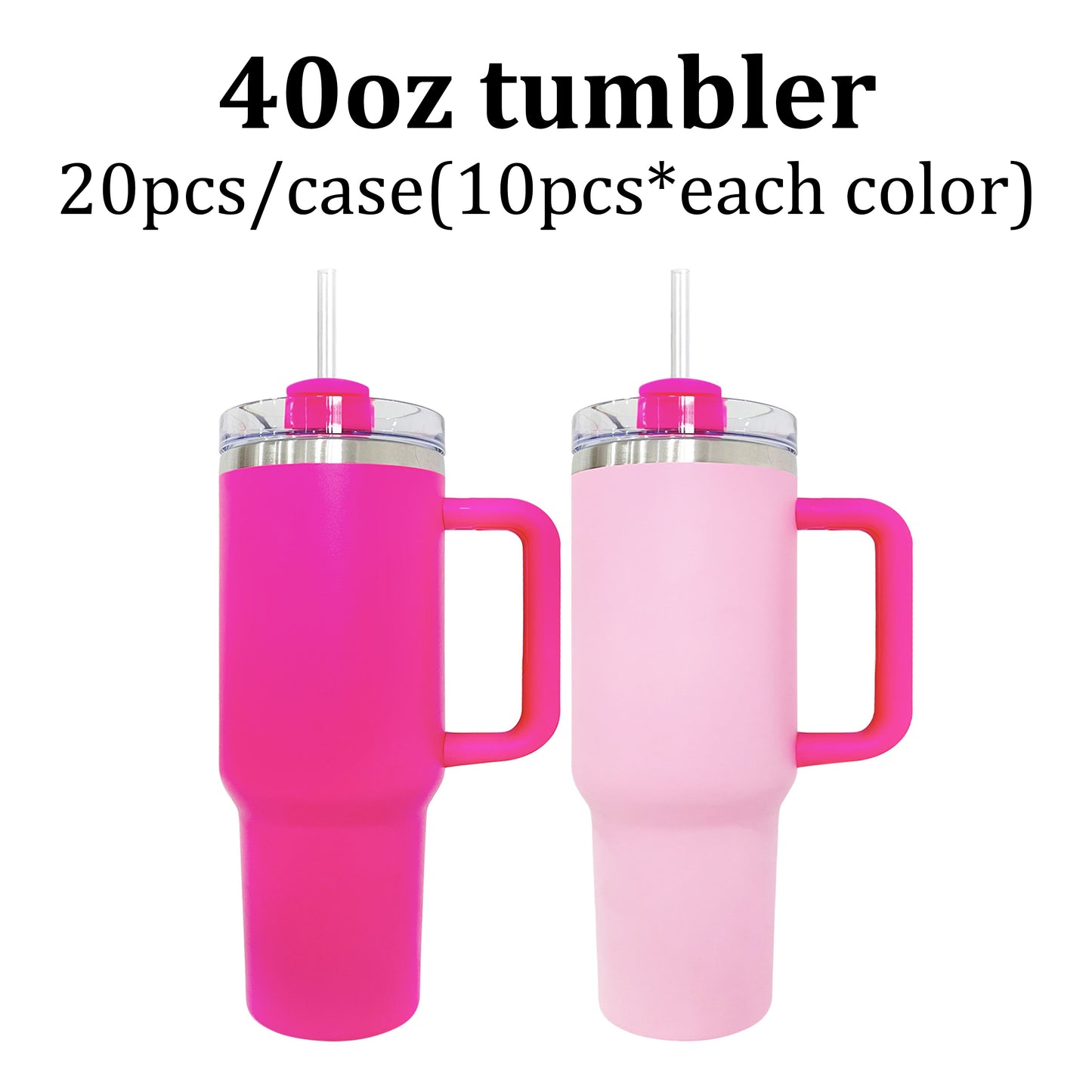 Powder Coated Flamingo Color 40oz Pink and Hot Pink Tumblers for Laser Engraved_ miki