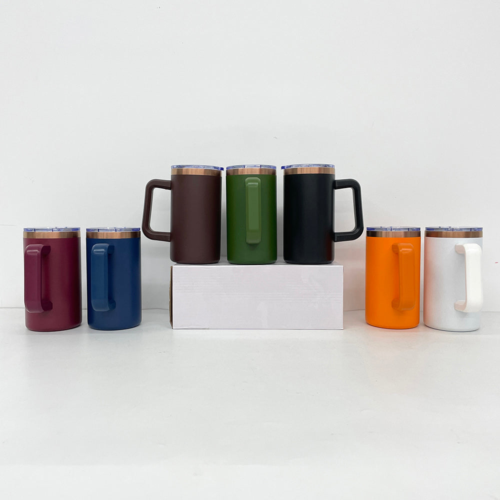 USA Presale_ 20oz Copper/ Rainbow Plated Stainless Steel Coffee Mugs with Removable Handle and Slide Lid for Laser Engraving_ miki