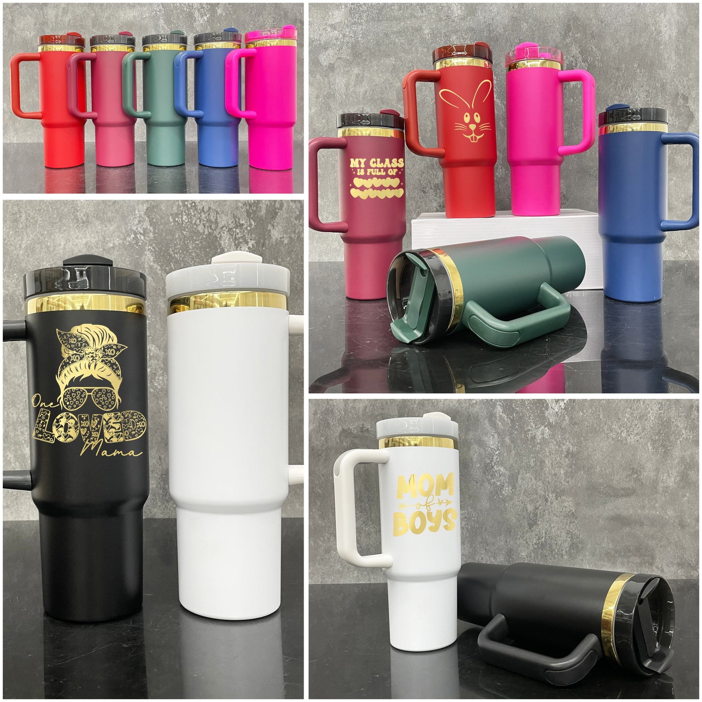 H2.0 30oz mirror gold plated Christmas colored powder coated quencher tumbler for laser engraving_miki