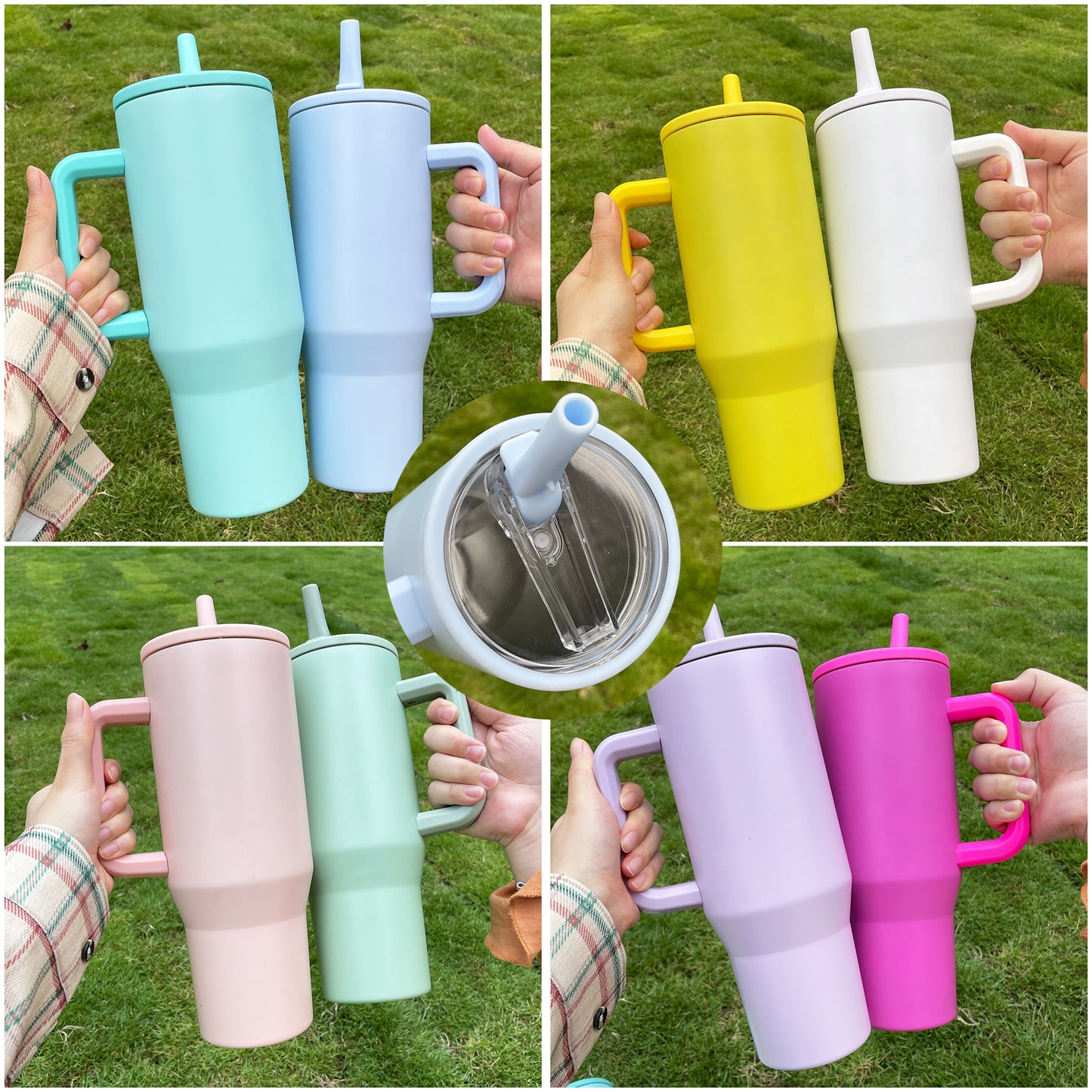 USA RTS_ hydrojug style sublimation macaron colored 40oz no spill quencher tumblers with flip straw and leak proof lid_miki