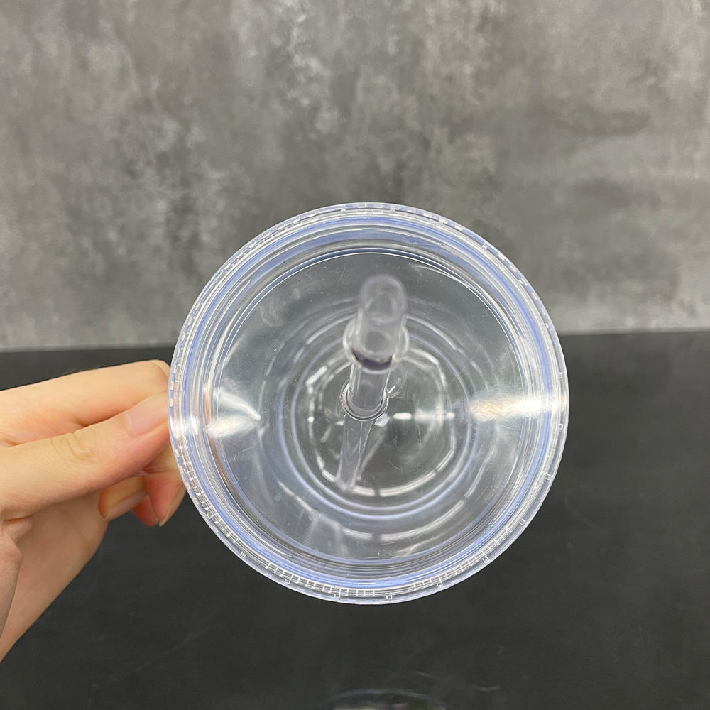 Acrylic Plastic 20oz Double Wall Snow Globe Mason Jar with Handle, Lid and Straw for DIY Glitter and Vinyl_ miki