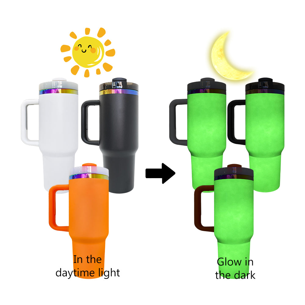 🎃Halloween glow in dark rainbow plated H2.0 40 quencher tumblers with lid and straw for laser engraving/sublimation_miki