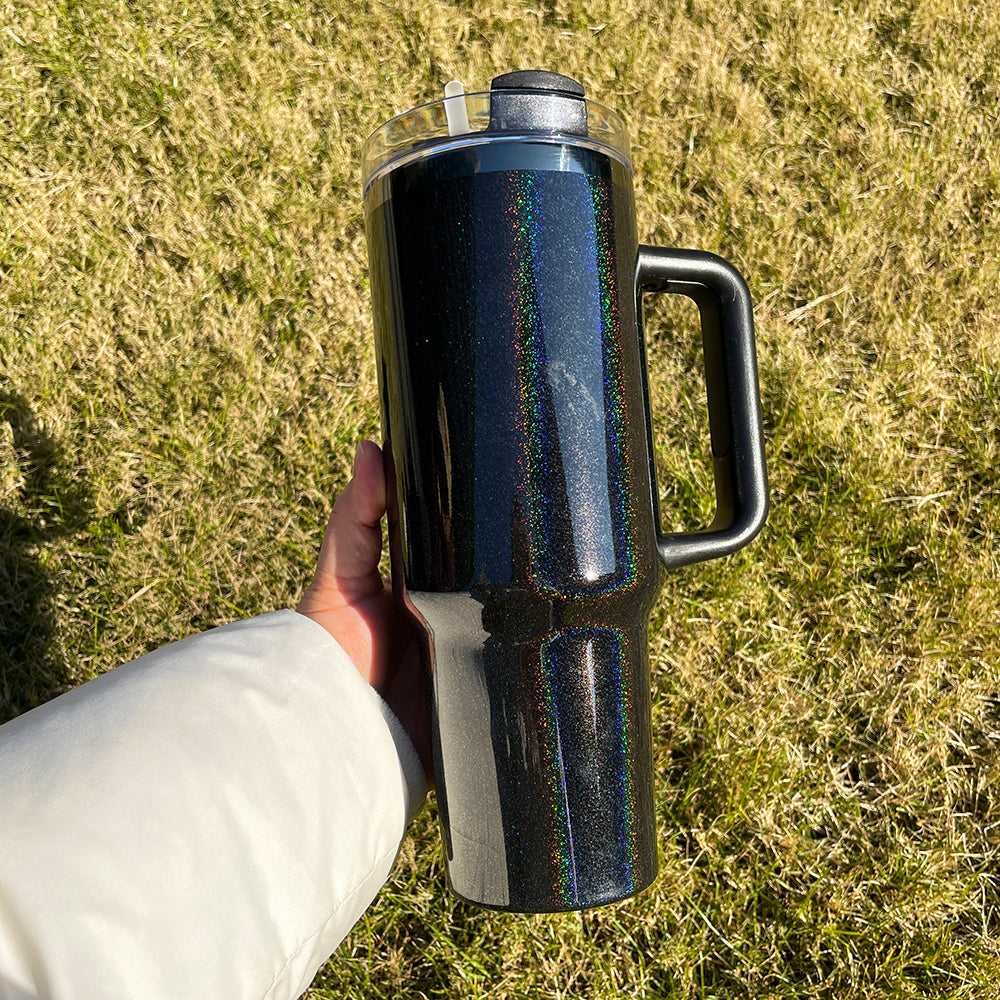 USA RTS_ Midnight Glitz Shimmer Black Plated 14oz 30oz 40oz Quencher Tumbles With Lid And Handle For Laser Engraving_ mik