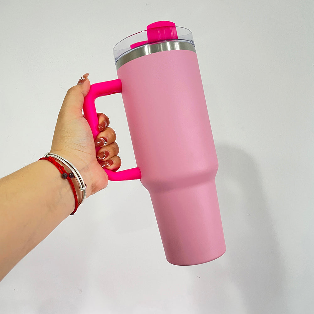 Powder Coated Flamingo Color 40oz Pink and Hot Pink Tumblers for Laser Engraved_ miki