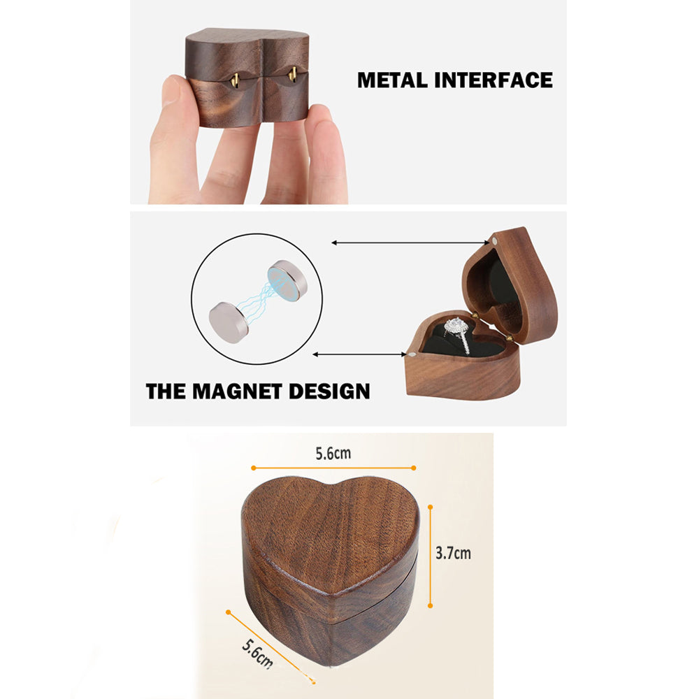 Blank Wooden Heart Shape Ring Gift Box with Single Slot for Wedding, Ceremony_ miki