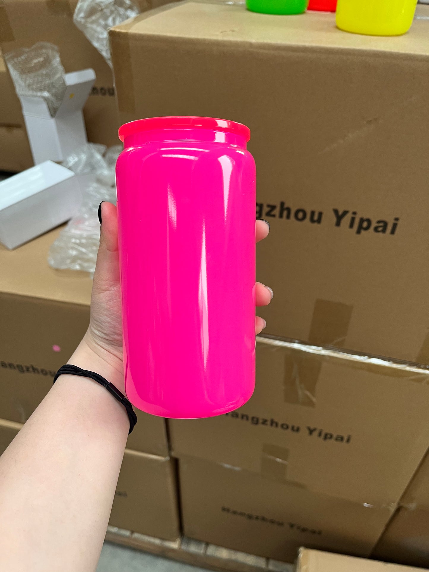 Sublimation 16oz Neon Colored Glass Can with Lid and Straw_ miki