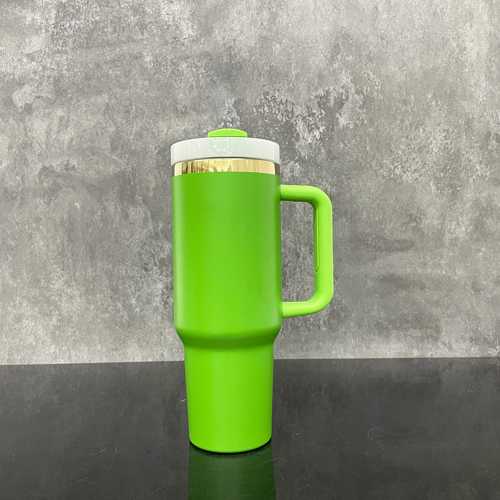 Mirror Gold Grinch Green Powder Coated H2.0 40oz Quencher Tumbler with Lid and Straw for Laser Engraving_ miki