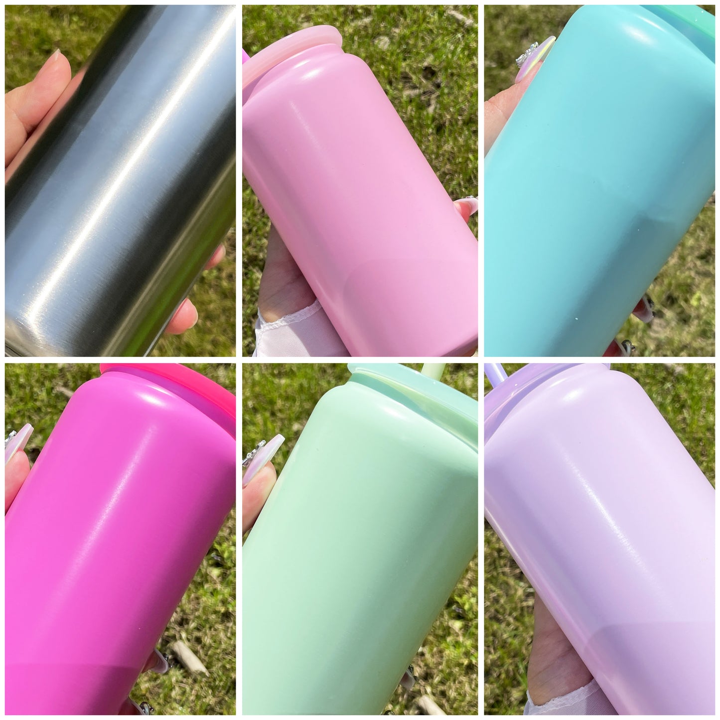 Sublimation Matte Candy Colored 16oz Vacuum Insulated Stainless Steel Can with PP Lid and Straw_ miki