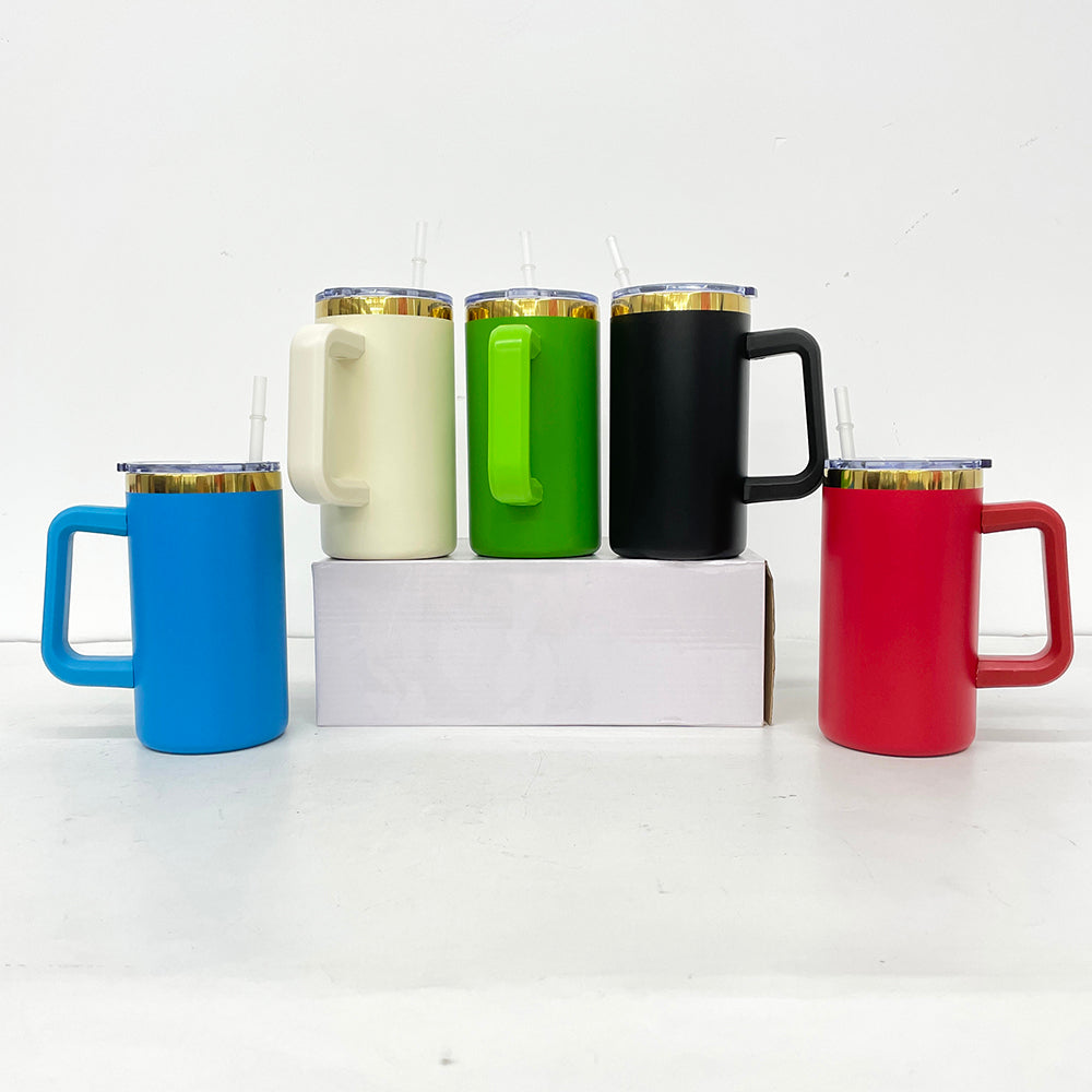 USA Presale_ Powder Coated Christmas 20oz Mirror Gold Coffee Mugs with Removable Handle and Slide Lid_ miki