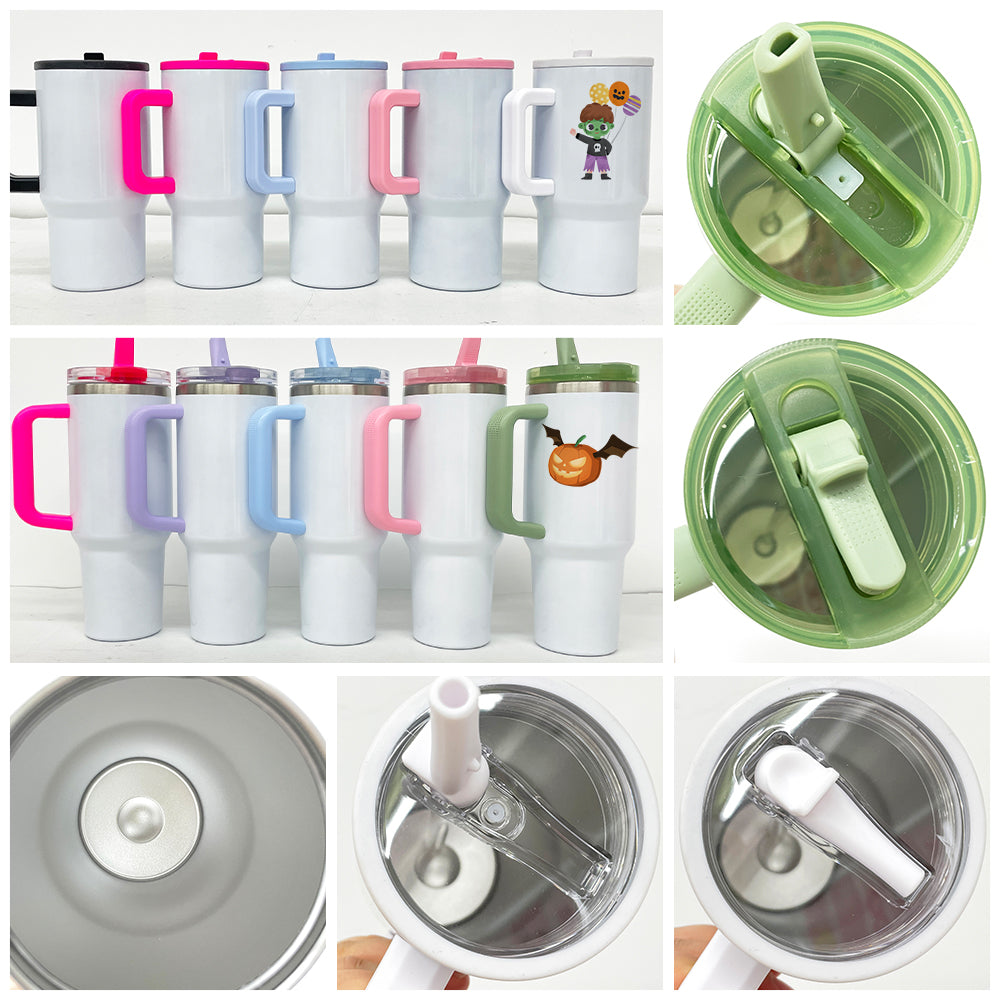 Glow in Dark 20oz Leak Proof Straw Lids White Blank Sublimation Kids Tumblers with Removable Handle_ miki