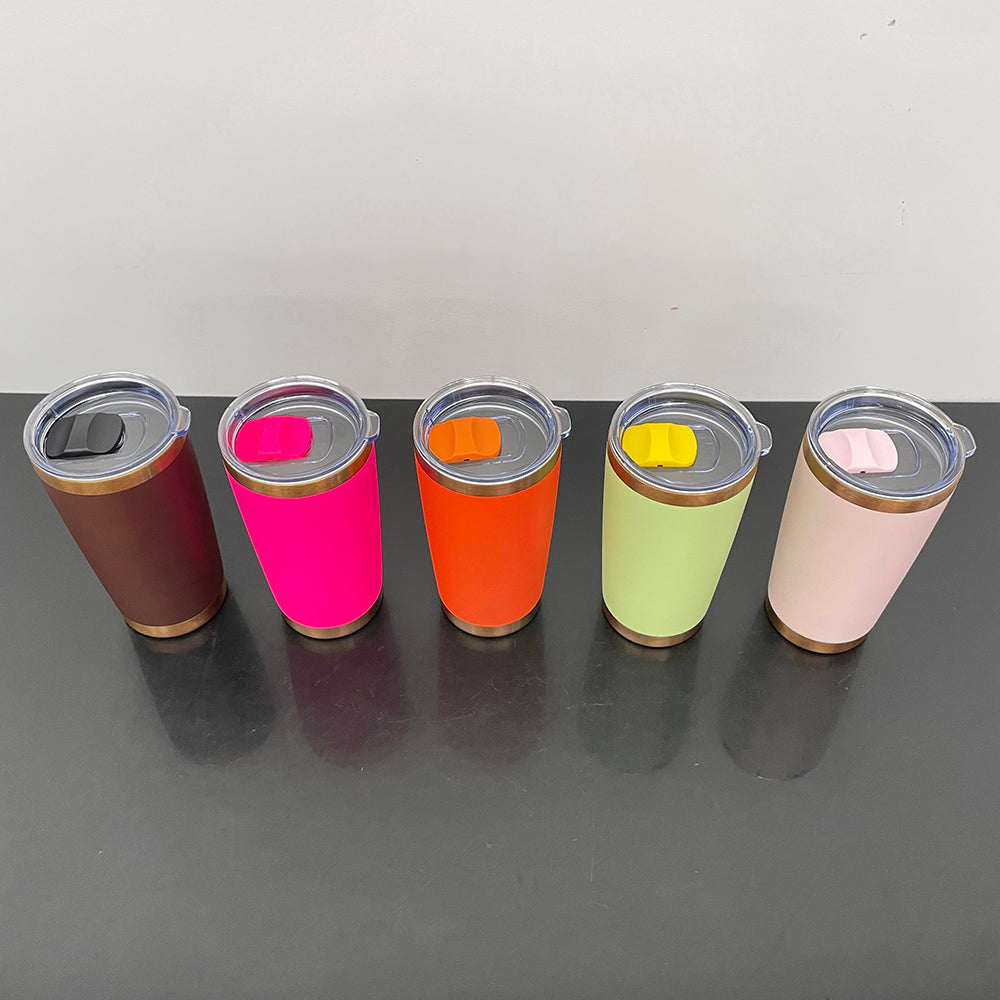 USA Presale_ Bright Colors Powder Coated 20oz Copper Plated Yeti Style Coffee Mug With Magnetic Slide Lid For Laser Engraving_ Miki