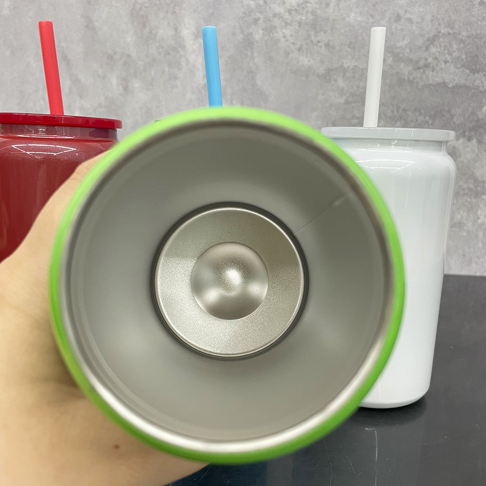 Xmas glossy sublimation 16oz vacuum insulated stainless steel can with colored pp lid and straw_miki