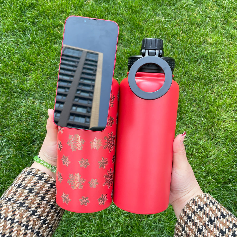 copper plated 32oz powder coated water bottle with magnetic lid and magnetic ring for engraving _miki