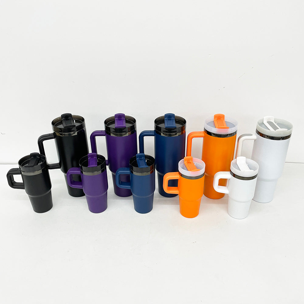 Halloween Colors Powder Coated Black Plated 14oz 40oz Tumblers with Lid and Removable Handle for Laser Engraving _miki