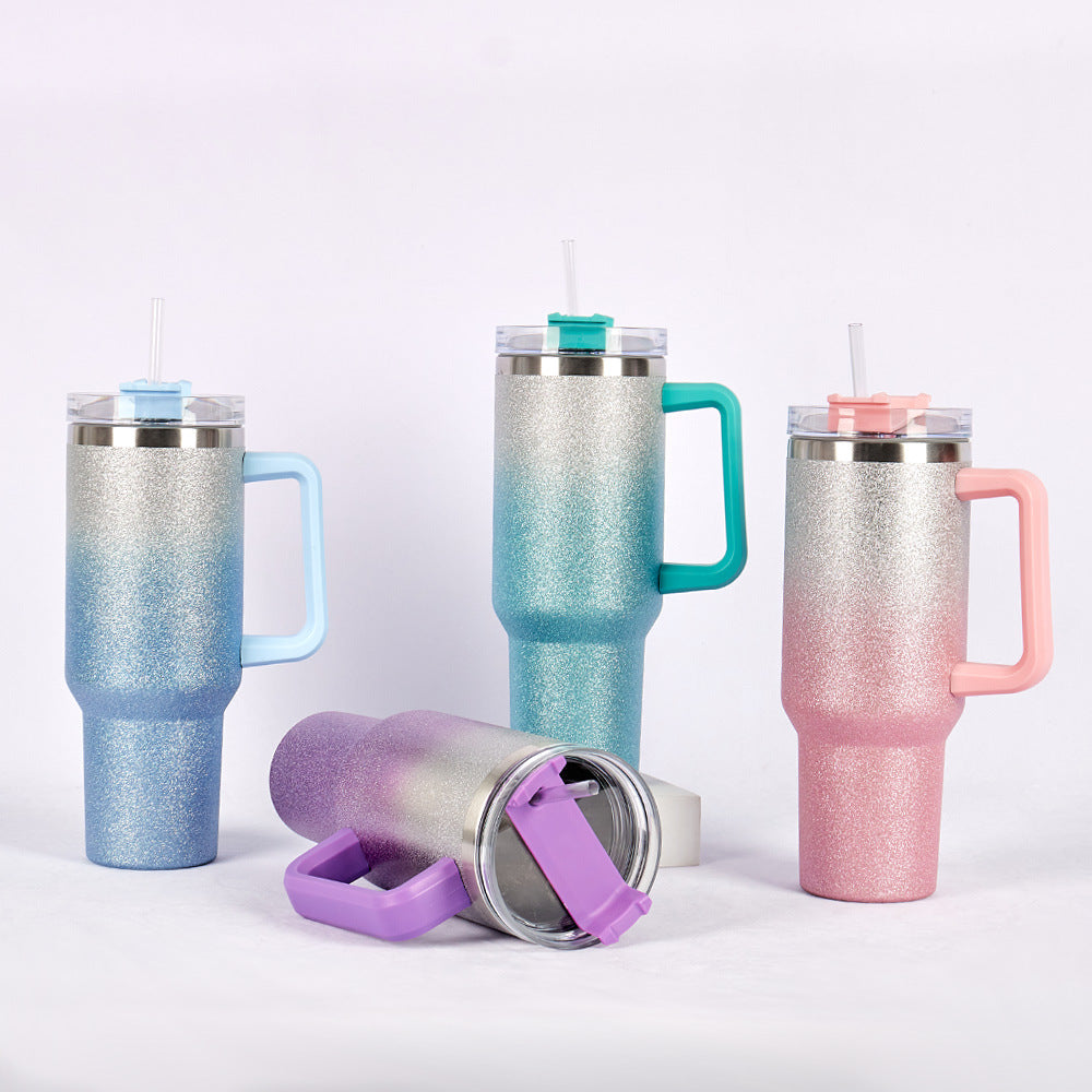 Powder coated rough glitter ombré sparkle 40oz quencher tumbler for lasher engraving_miki