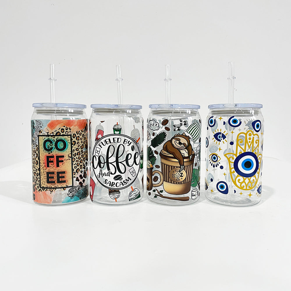 USA RTS beer soda shaped 16oz clear acrylic can with lid and straw for vinyl and DTF_miki
