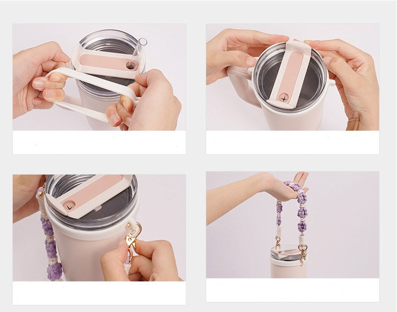 Durable Water Bottle Handle Strap Handwoven Strap Accessories Fits Most 16-40oz Water Bottles_ miki