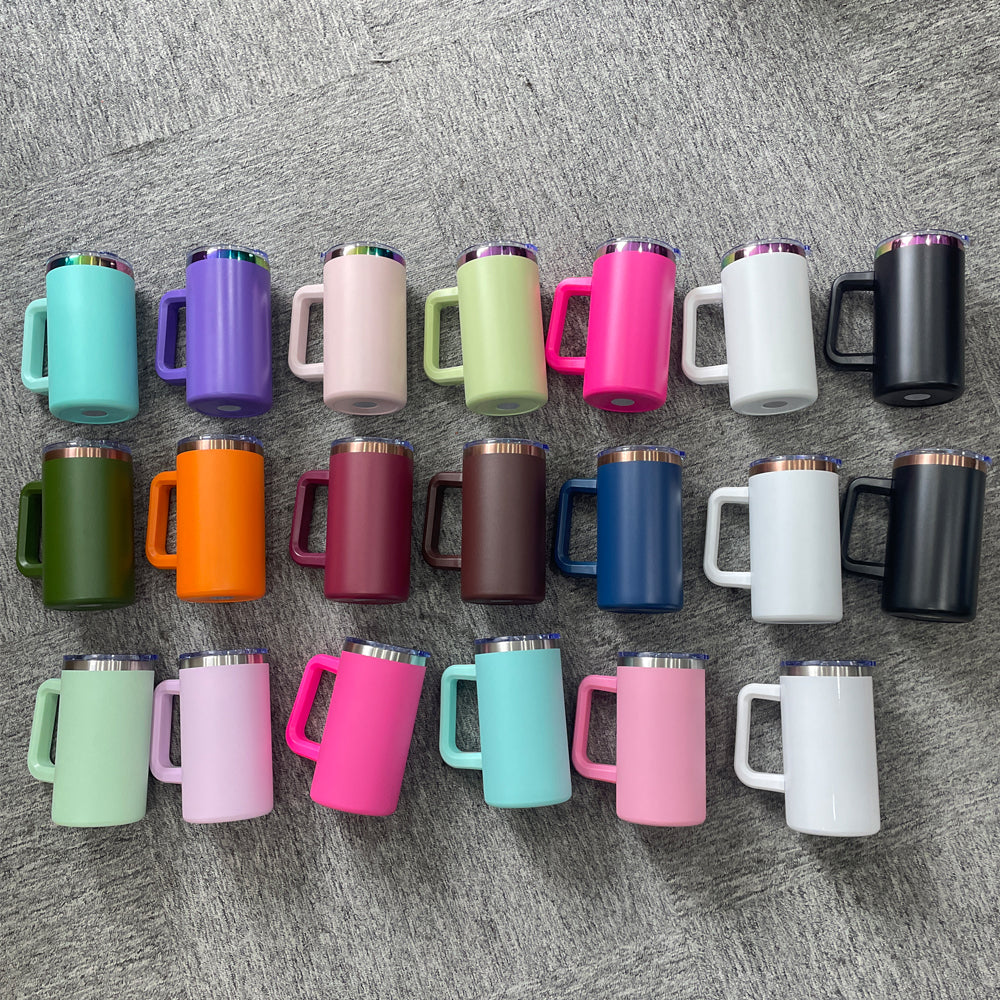 USA Presale_ 20oz Copper/ Rainbow Plated Stainless Steel Coffee Mugs with Removable Handle and Slide Lid for Laser Engraving_ miki