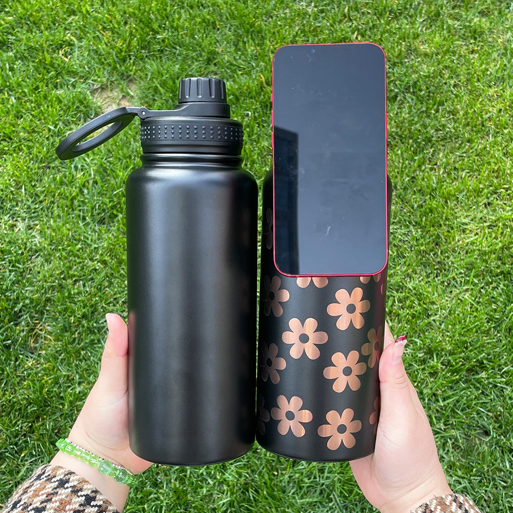 copper plated 32oz powder coated water bottle with magnetic lid and magnetic ring for engraving _miki