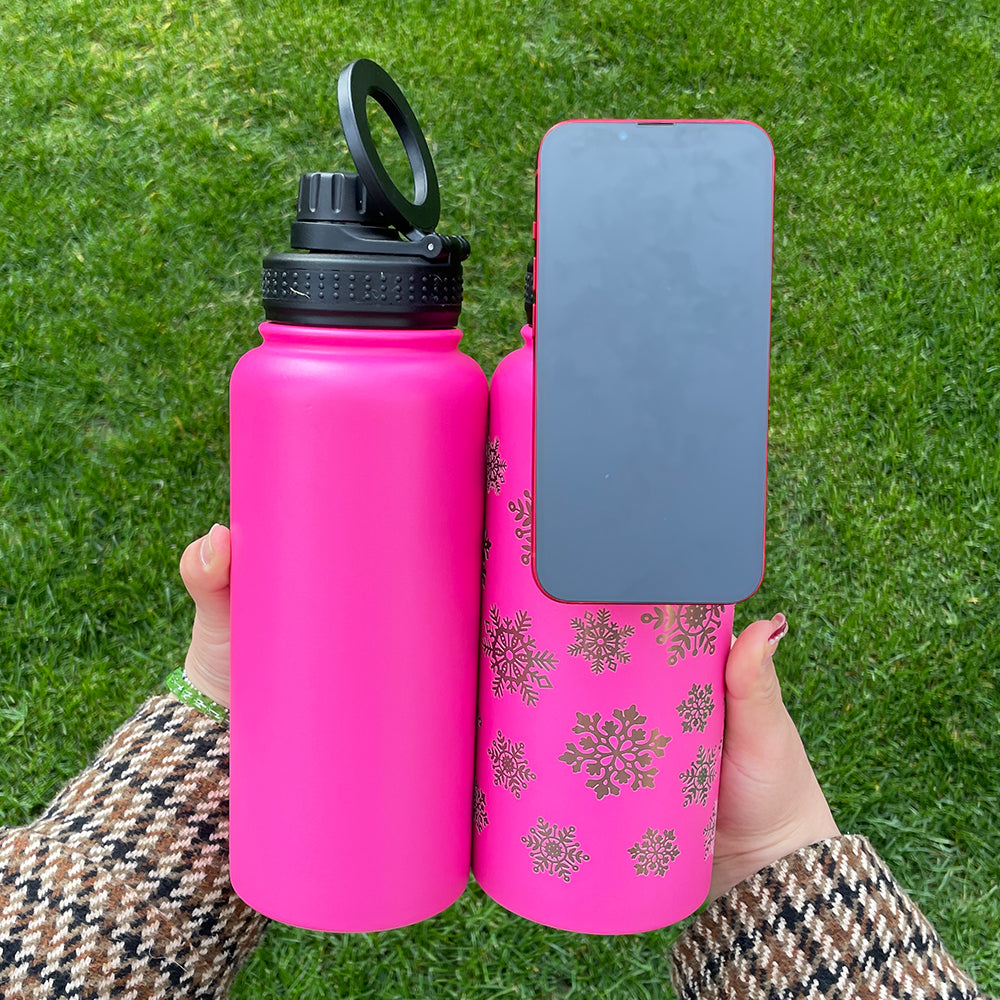 copper plated 32oz powder coated water bottle with magnetic lid and magnetic ring for engraving _miki