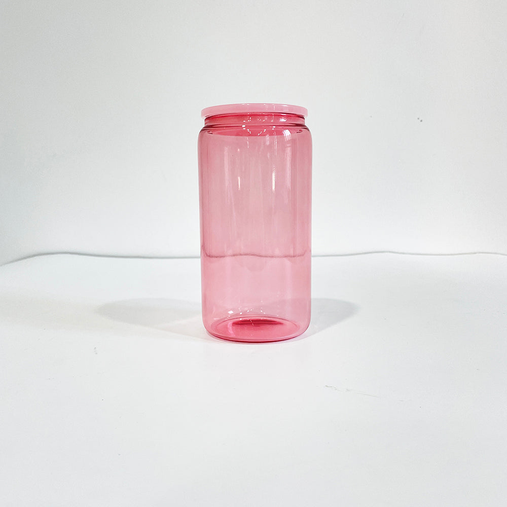 USA RTS _sublimation 16oz jelly glass cans with plastic lids and straws_miki