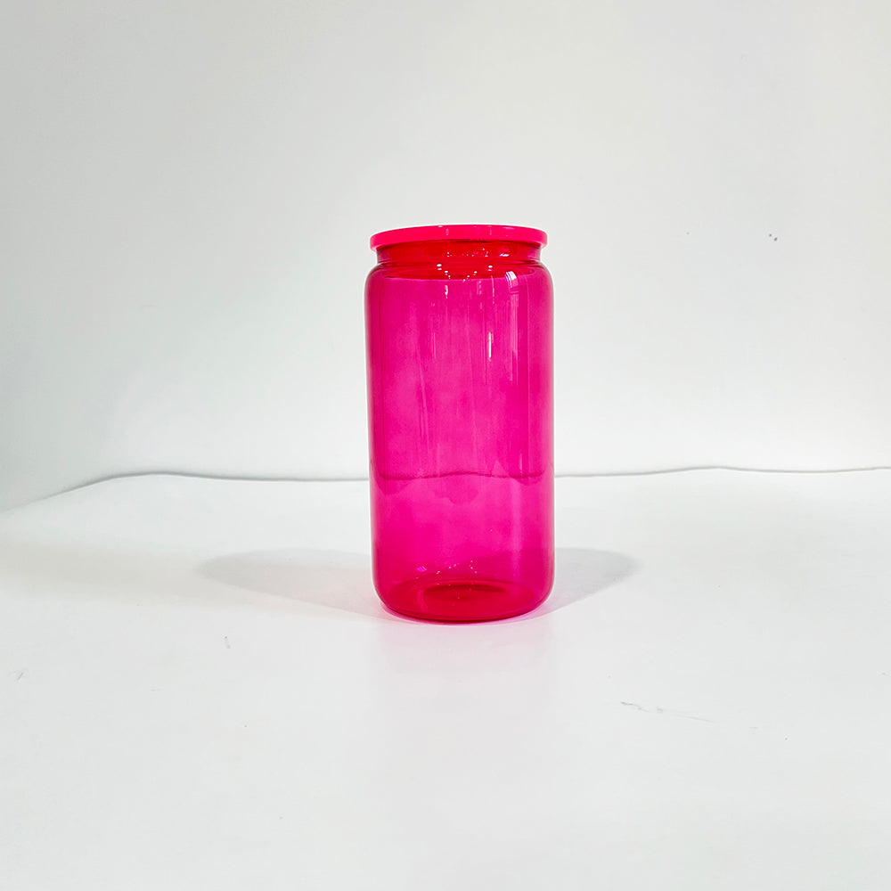 USA RTS _sublimation 16oz jelly glass cans with plastic lids and straws_miki