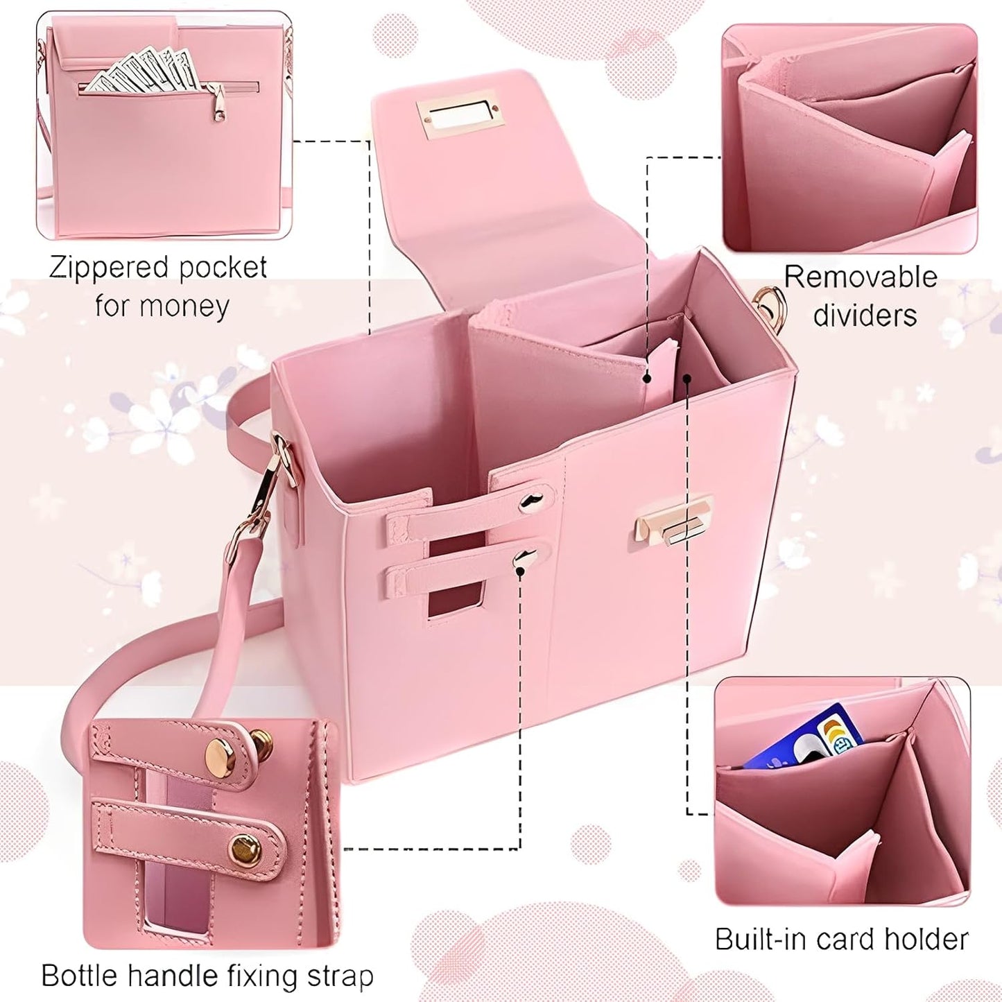Crossbody Bag with Water Bottle Holder for 40oz tumbler with Adjustable Shoulder Strap_miki