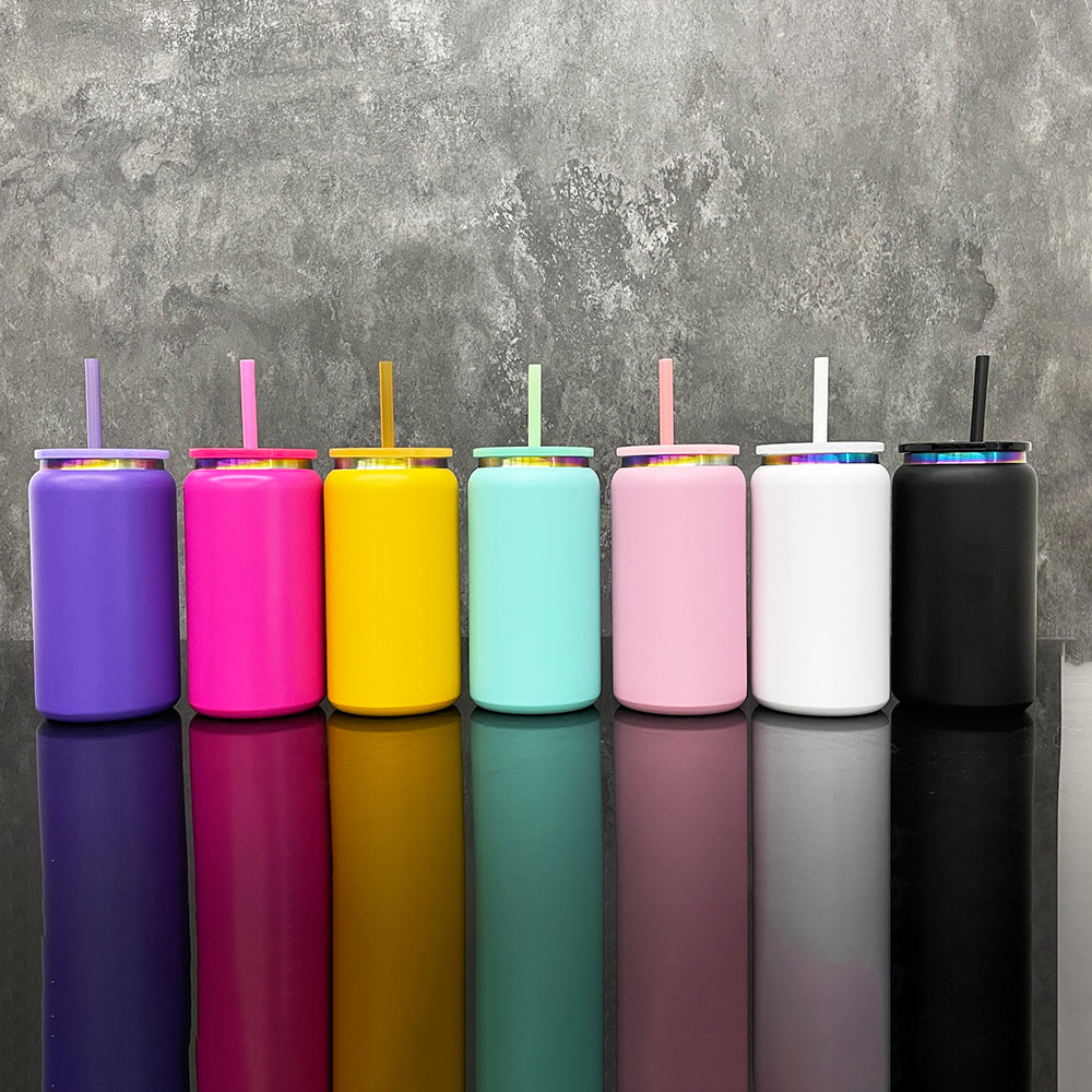 USA RTS_ rainbow plated 16oz vacuum insulated stainless steel can for laser engrave _miki