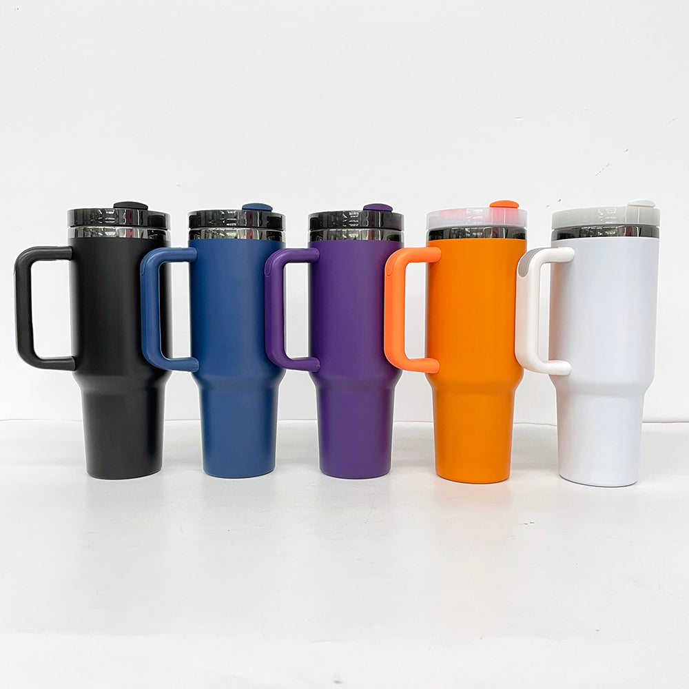 Halloween Colors Powder Coated Black Plated 14oz 40oz Tumblers with Lid and Removable Handle for Laser Engraving _miki
