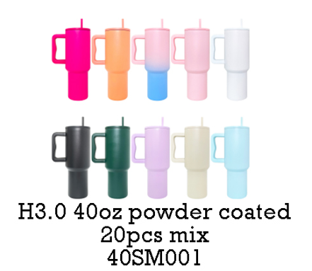 USA RTS_ Powder coated H3.0 Simple Model 40oz Quencher Tumblers with Handle and Lid for Laser Engraving _miki