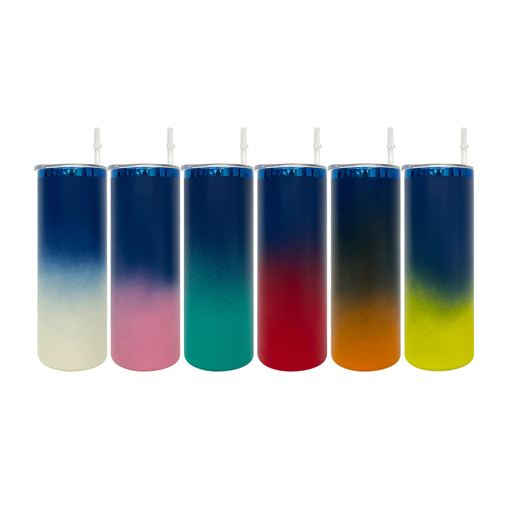 USA RTS_ Ombre Powder Coated 20oz Mirror Blue Underneath Straight Stainless Steel Tumblers for Laser Engraving_ miki