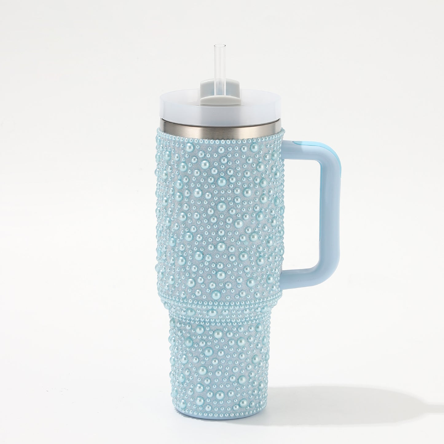 Rhinestone Pearl 40oz Quencher Tumbler With Handle,Lid And Straw_miki