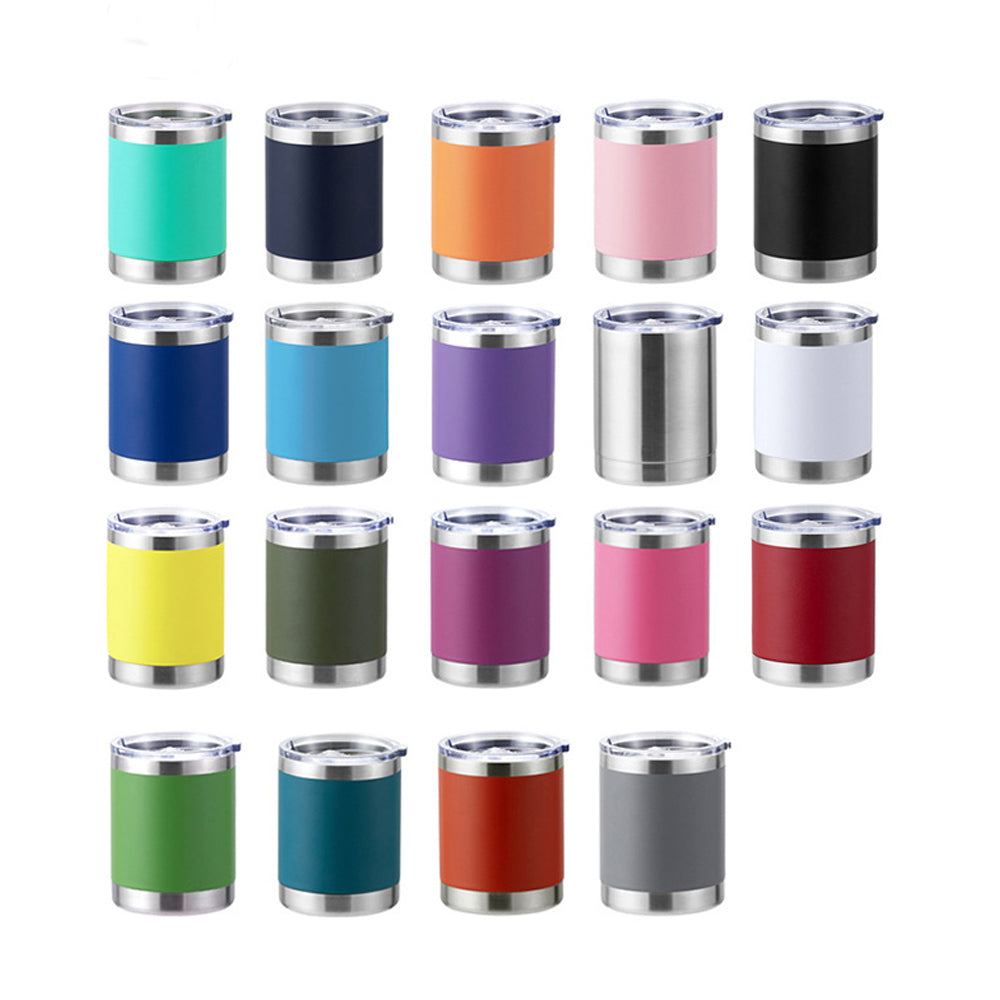 Powder Coated 10oz Lowball Double Wall Stainless Steel Vacuum Insulated Tumbler with Slide Lid for Laser Engraving_ miki