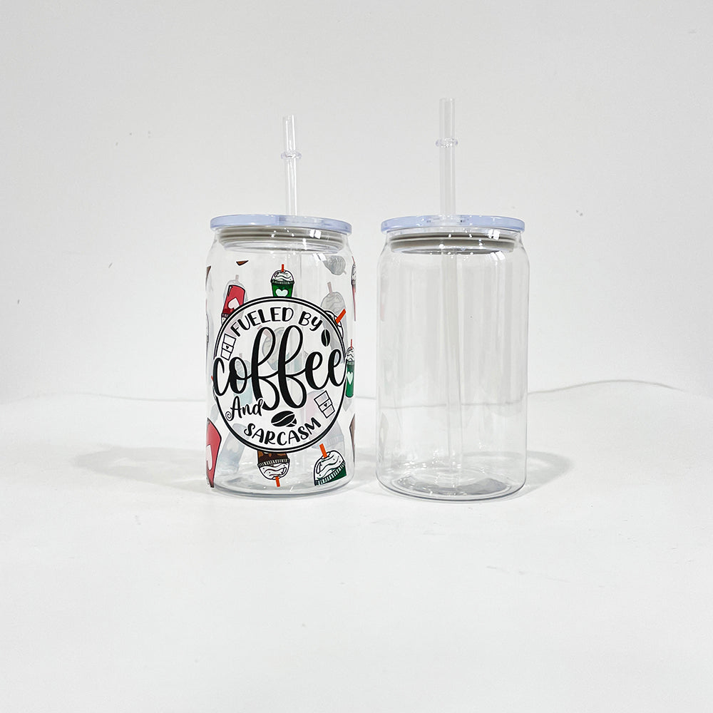 USA RTS beer soda shaped 16oz clear acrylic can with lid and straw for vinyl and DTF_miki