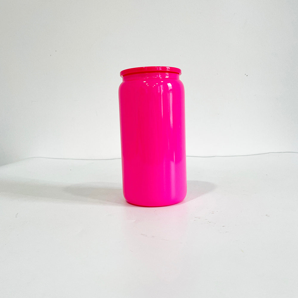 USA RTS_ Sublimation 16oz Macaron Color 16oz Glass Can with PP Lid and Straw_ miki