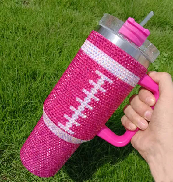 40oz football rhinestone bling tumbler_miki
