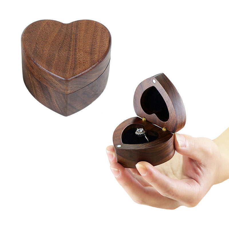 Blank Wooden Heart Shape Ring Gift Box with Single Slot for Wedding, Ceremony_ miki
