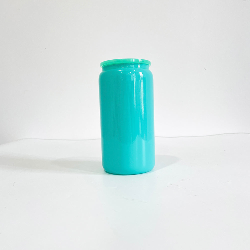 USA RTS_ Sublimation 16oz Macaron Color 16oz Glass Can with PP Lid and Straw_ miki