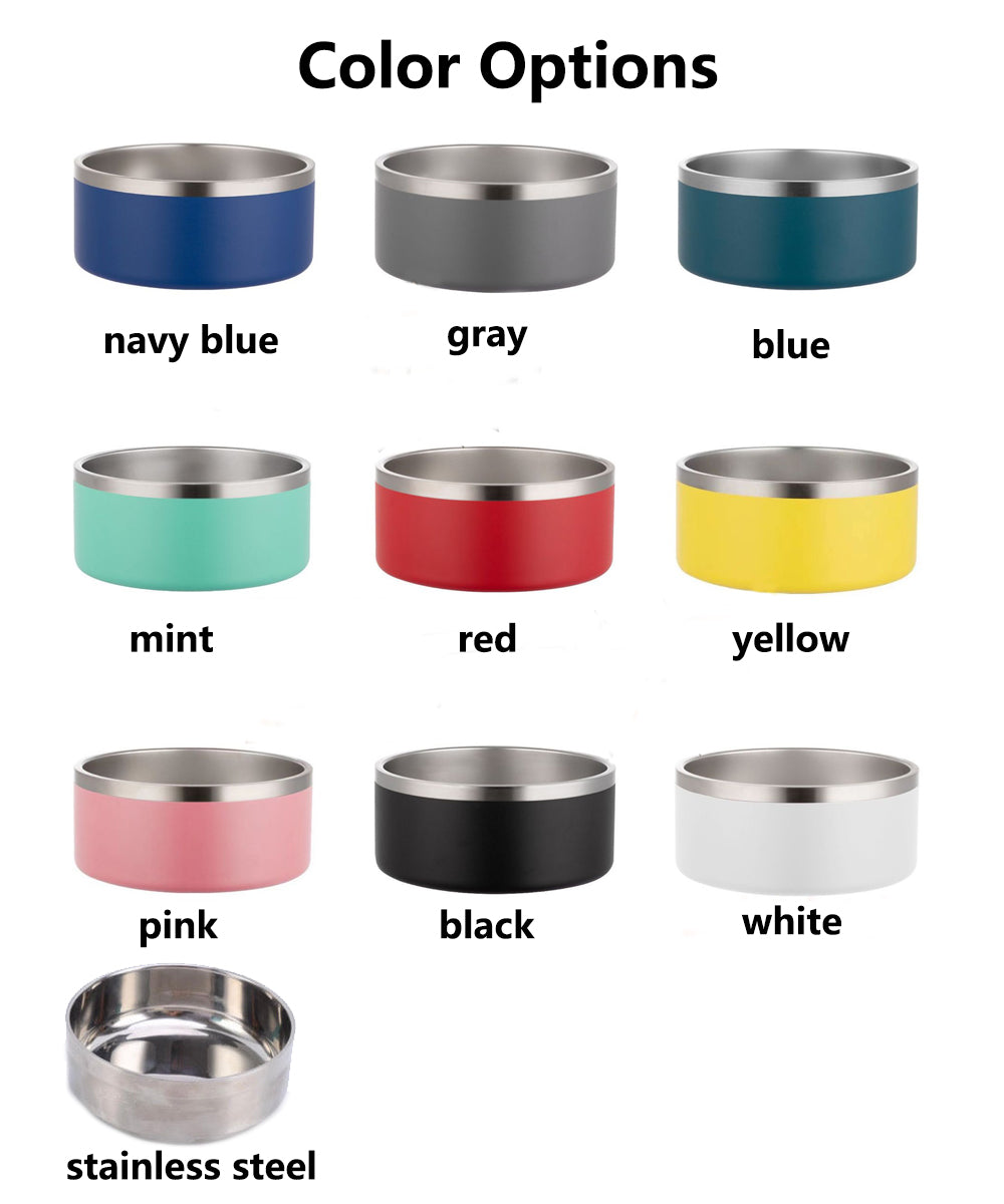 Powder coated stainless steel dog bowls with rubber bottom_miki
