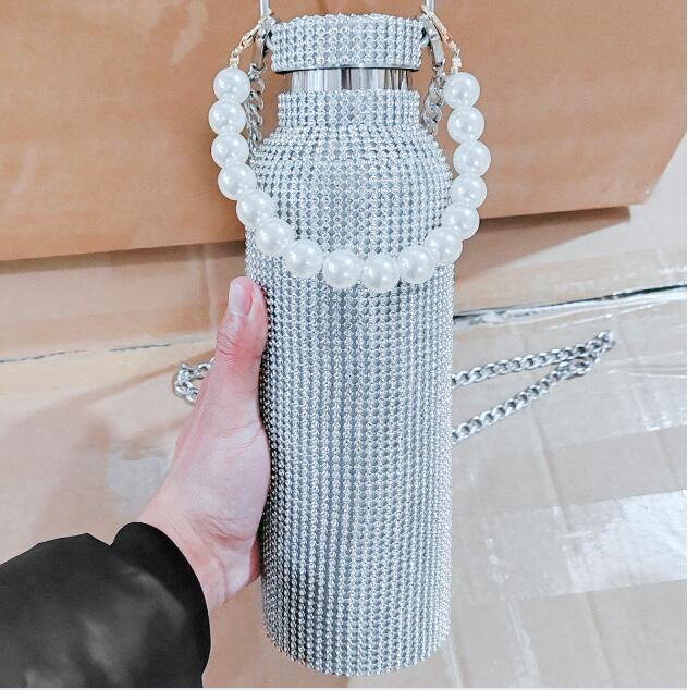 17oz 12oz rhinestone bling water bottles with lid and chain_miki