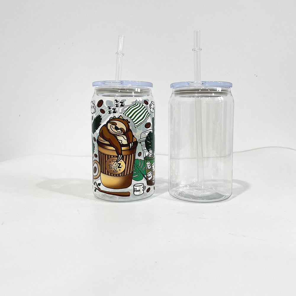 USA RTS beer soda shaped 16oz clear acrylic can with lid and straw for vinyl and DTF_miki