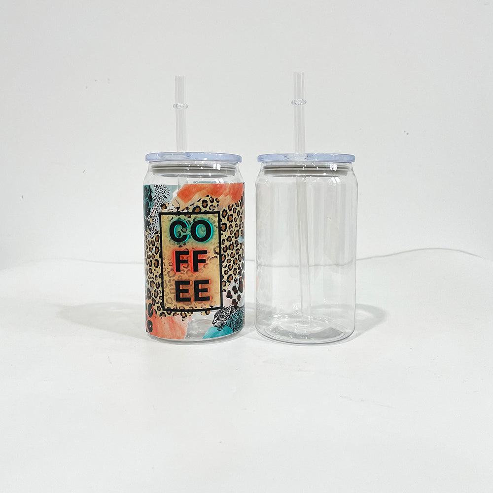 USA RTS beer soda shaped 16oz clear acrylic can with lid and straw for vinyl and DTF_miki
