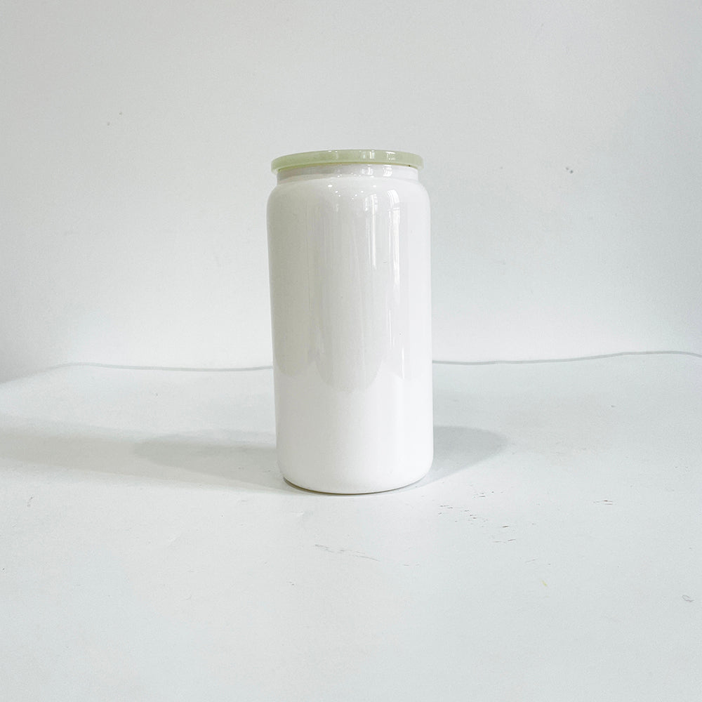 USA RTS_ Sublimation 16oz Macaron Color 16oz Glass Can with PP Lid and Straw_ miki