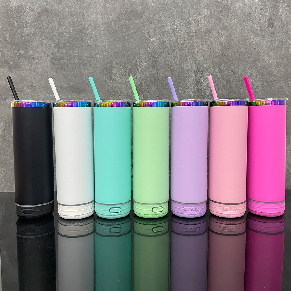 🌈🎵macaron color rainbow underneath 20oz Bluetooth speaker tumbler for engraving_miki
